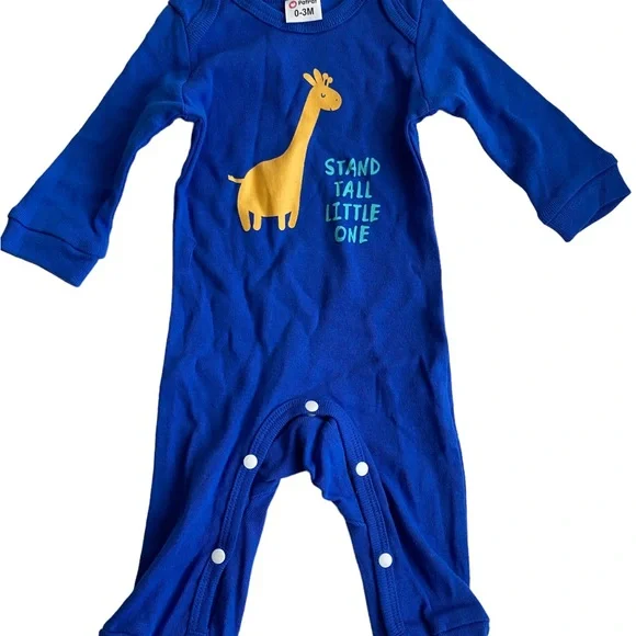Set Of 3  Rompers 100% Cotton Snap Closures giraffe elephants dinosaurs Unisex. - Picture 7 of 10